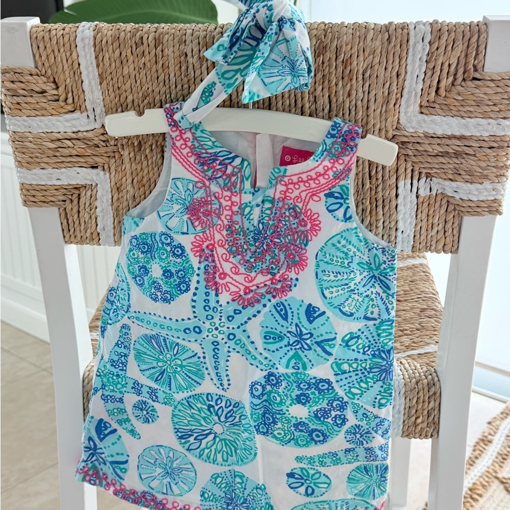 Lilly Pulitzer Pink and Blue Dress with Headband (Target collection) size 18 mo